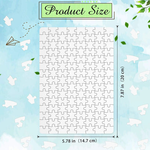 Six Pack Sublimation Blank Jigsaw Puzzles White A5 Size, 80 Pieces Each, showing 7.87 x 5.71 inches dimensions