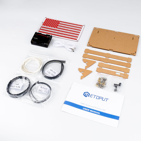 American Flag DIY Soldering Project Kit With Compact Acrylic Shell For Hands On Electronics Learning 0.3 By 0.5 Ft PCB Featuring 1206 SMD Pads