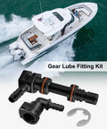 Gear Lube Hose Connector For Alpha One Gen 2 And Bravo 1 2 3 Stern Drives Replacement Kit with boat backdrop.
