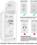 Diagram showing back view of 5 Outlet Extender With Four USB Ports And One USB C Port, 3 Sided 1680 Joules Surge Protector Power Strip.