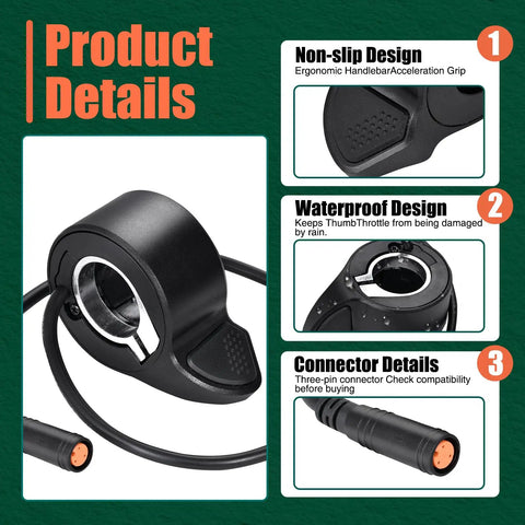 Thumb Throttle Replacement Part Compatible With Super73 S2 ZX RX Ebike Electric Scooters, Crisp Ergonomic Accelerator, Durable ABS And PC Body, Anti Slip Grip, Smooth, Precise Control And Easy Installation