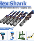 Mesee 6-piece HSS drill/tap bit set with blue-coated hex shank, sizes M3–M10 for drilling and tapping