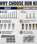 Comparison of 1200-Piece Heavy-Duty Workhorse, Self-Drilling Screws Assortment Kit with ordinary screws and storage.