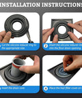 Installation steps for Odor-Proof Shower Drain Plug That Keeps Stink Out With Magnetic Closure Valve Backflow Preventer Hair Catcher.