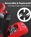 Close-up of Powerful 15 Amp Electric Wood Chipper Shredder With 4200 RPM showing reversible blade and design details.