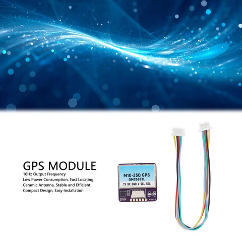 High Performance FPV Racing Drone Antenna with QMC5883L Compass, Dual Output 10Hz, M10-25Q Chip and cables displayed