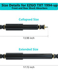 Golf Cart Shocks Front And Rear For EZGO TXT 1994 Up Gas And Electric Models Replacement Absorbers size diagram