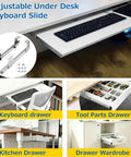 Heavy Duty Keyboard Shelf Slides For Under Desk Setup With Adjustable Height Bracket And Ball Bearing Extension Rails 35cm Drawer
