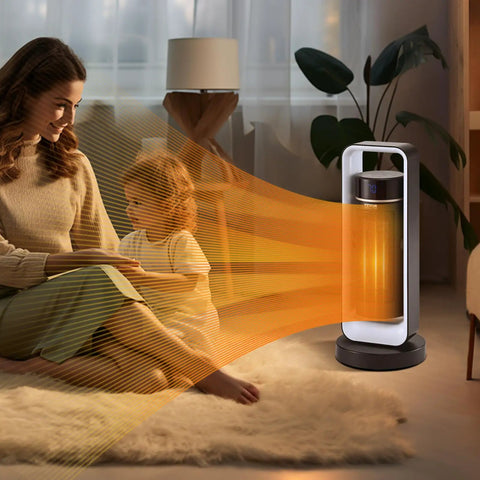 Compact Electric Space Heater With Thermostat And Remote Control, 1000W/1500W Two-Level Fast-Heat Quiet Ceramic Heater in room