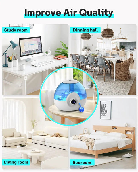 Infographic featuring Humidifier Cleaner 12 Pack Demineralization Cleaning Balls That Work In All Humidifiers And Fish Tanks