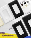 Decorator Two-Gang Wall Plate For Light Switch Or Receptacle Black Unbreakable Polycarbonate Thermoplastic UL Listed 8832 variations