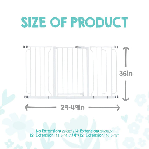 Extra Tall 36 Inch By 49 Inch Baby Gate Walk Through Pressure Mounted For Doorways And Bottom Of Stairs size image