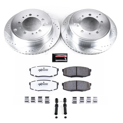 Beefed-Up Rear Brake Kit Upgrade With Z36 Carbon Fiber Ceramic Pads And Drilled And Slotted Rotors For Toyota Sequoia 2008-2022
