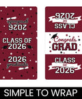 Class Of 2026 Graduation Mini Candy Bar Wrappers For Epic Party Favors Maroon Design 42 Count Self Adhesive Stickers