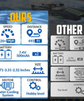 Comparison chart of High Speed RC Boat For Adults Up To 20 MPH With Reverse Function Atomic XS Style Remote Control.