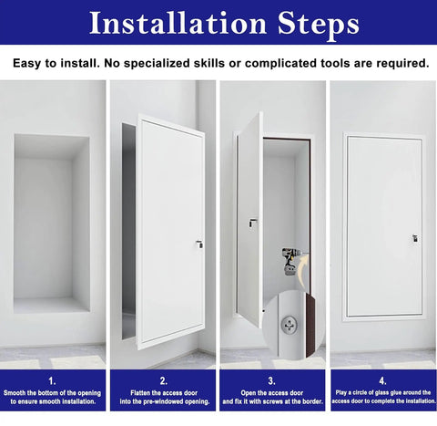 Installation steps for Flat Out Heavy Duty Metal Access Panel With Lockable Ceiling Door And Waterproof Wall Hatch Size 38 X 48 Inch.