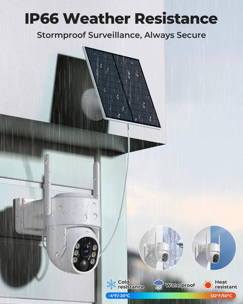 Wireless Outdoor Security Camera Kit With 5G And 2.4G WiFi No Monthly Fees 2 Camera 4MP Solar Powered System in rain