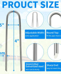 200 Pack 4 Inch Galvanized U Shaped Garden Staples For Drip Irrigation Soaker Hose And Tubing Ground Stakes Pro Grade Heavy Duty For One Eighth To One Half Inch Lines Weed Barrier Durable Rust Resistant showing product size details