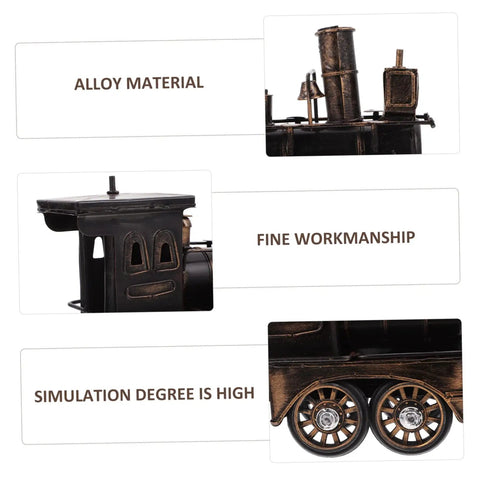 Locomotive Model Retro Steam Train Sculpture For Desktop Decoration with alloy material and detailed craftsmanship close-up