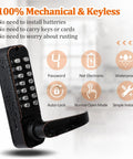 Keyless Entry Digital Door Lock With Dual Keypad, Front Door And Gate Lock For Outdoor Fence, Black, shown with features