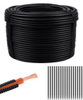 Heavy Duty Split Wire Loom Tubing, One Quarter Inch Wire Protector Conduit, 250 Foot Length with 20 Cable Ties for Automotive Marine RV