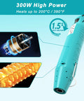 Mini 300W Heat Gun For Shrink Tubing And DIY Crafts With Reflector Nozzle A Versatile Shrink Wrap Gun Tool For Packaging PVC Drying Paint And Clay Green