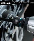Impact Hex Bit Socket Set Half Inch Drive S2 Alloy Steel in use with power tool for automotive repair