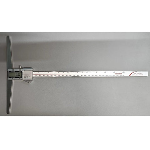 Top view of Beast Pro Grade Digital Depth Gauge 12 Inch With 6 Inch Base Stainless Steel IP54 Waterproof Caliper on display.