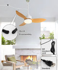 Outdoor Plug In Gazebo Ceiling Fan With Light And Hook IP65 Waterproof Wet Rated Patio Ceiling Fan Wood Grain Finish 22 Inch