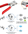 9.5mm Metal Snap Button Kit Set For Sewing And DIY Fashion Projects Pro Grade Snaps With Ergonomic Pliers For Easy Install