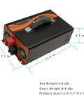 Beast 2000W Pure Sine Wave Inverter 48V DC To 110V 120V AC Power Converter with dimensions and carry handle visible