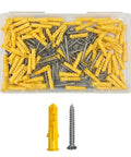 Wall Anchor Kit With 100 Ribbed PE Anchors And 100 304 Stainless Steel Screws For Hollow Brick Porous Concrete And Aerated Block Mounting