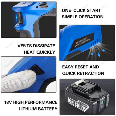 Heavy Duty Electric Hydraulic Cable Cutter With Led Battery Display And 250KN Punch Power Smashes Aluminum And Armored Copper Wire Fast For Crews On Rough Job Sites