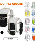 Women's Lightweight Hydration Running Vest For Jogging Hiking Marathon And Cycling With 6 Pocket Storage in Black color option.
