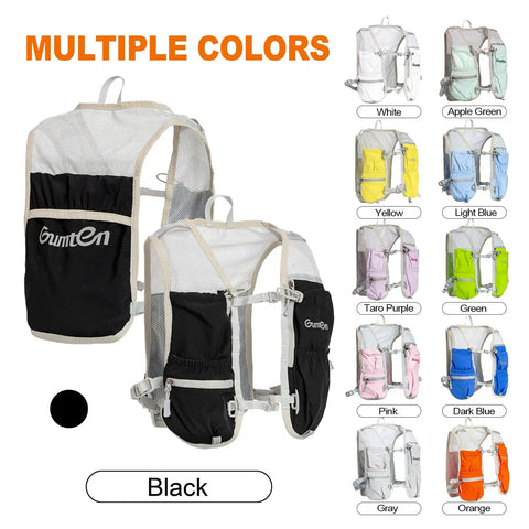 Women's Lightweight Hydration Running Vest For Jogging Hiking Marathon And Cycling With 6 Pocket Storage in Black color option.