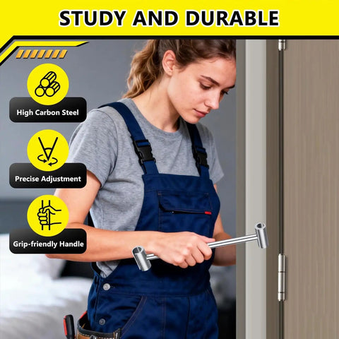 Upgraded Door Hinge Adjustment Tool With Dual Flag Hinge Wrenches, DIY Friendly Gap Adjuster For Residential And Fire Doors, Fits Hinge Diameters From 0.32 To 0.99 Inches, Easy Install, Fix Squeaks And Misalignment