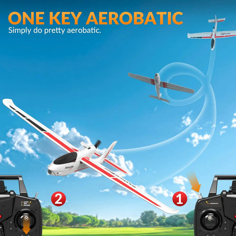 Ranger600 RC Glider performing aerobatic loops with remote control, focusing on 4CH Remote Control Airplane RTF With 6Axis Gyro.