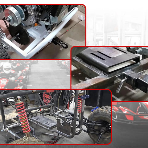 Beefed Up Universal Engine Mount Plate For Predator 420cc And 670cc Engines, Heavy Duty Weldment, Adjustable Mount installation on go-kart