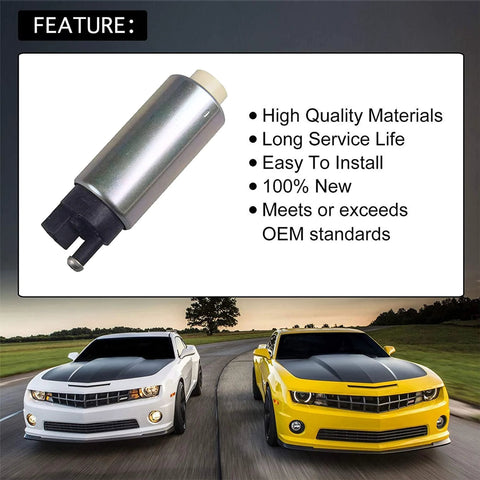 255 LPH High Flow Electric Fuel Pump Replacement With Installation Kits For Cars And Trucks Direct Replacement With OE Grade Performance