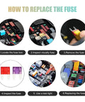 Step-by-step guide for using Badass 120 Piece Mini Blade Fuse Kit With Puller For Cars And Trucks to replace fuses.