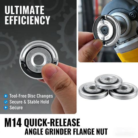 Self Tightening Quick Lock Flange Nut Kit For Angle Grinder M14 Arbor Nut With No Tool Needed Tool Free Quick Lock Nut