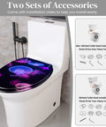 Elongated Toilet Seat Resin Quiet Close for Bathroom with jellyfish design on white toilet, showcasing installation accessories.