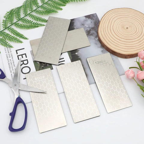 Knife Sharpening Stone Set With Five Grits 400 600 800 1000 1200 Including Extra Fine And Coarse Plates, honeycomb design