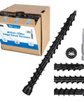 Premium Go To Hidden Deck Screws 10 X 1 7/8 Inch 123 Pcs T15 Star Drive in packaging with included T15 bit and several screws.