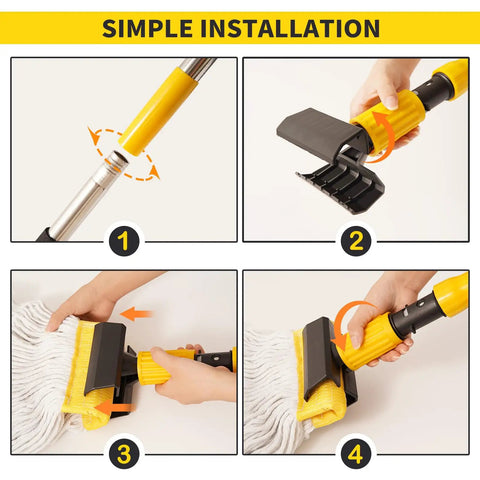 Step-by-step guide to assemble Heavy Duty Commercial Mop With 54 Inch Handle And 53 Inch Stainless Steel Mop Handle Wet Cotton Mop Head