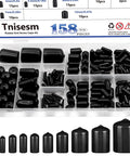 158 Pcs Rubber End Caps Kit Black Round Vinyl Covers And Protectors For Bolts And Screws Fit 2 Mm To 20 Mm Diameters With 12 Size Options