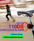 USB-C Rechargeable Bike Alarm With Remote IP55 Waterproof Wireless 110 Decibel Loud Anti Theft on bike seat post