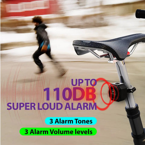 USB-C Rechargeable Bike Alarm With Remote IP55 Waterproof Wireless 110 Decibel Loud Anti Theft on bike seat post