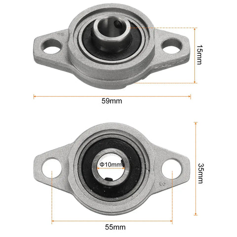 KFL000 Flanged Pillow Block Bearings 10mm Bore Zinc Alloy Self Aligning Flange Mounted Bearings With 8 Screws And 4 Key Wrenches Built To Last Rustproof Housing For Solid Shaft Support In Machinery And DIY Projects For Gear Heads, 10mm bore zinc alloy flange bearing, 59x15mm