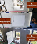 Built To Last Lockable Access Door For Crawl Spaces And Attic Walls With Smooth Heavy Duty Hinges Thick Aluminum Frame Hassle Free Inspection Panel 34 By 40 Inches Gray, installation views before and after.